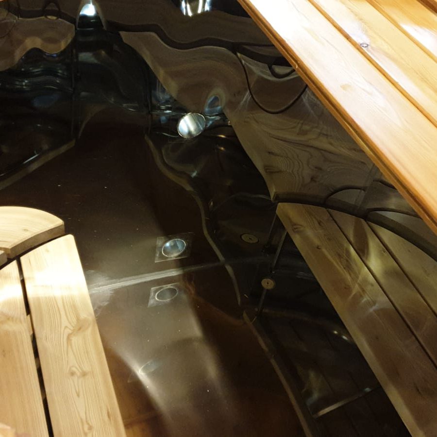 Edelstahl Badewanne mit Aussenofen